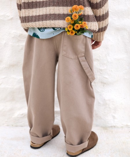 Cotton twill trousers with elastic waist