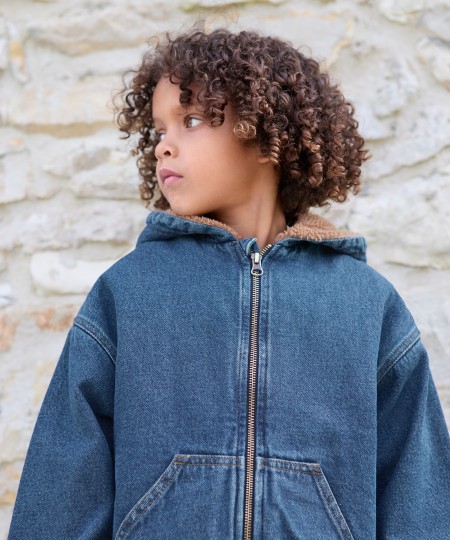 Denim jacket with fur lining