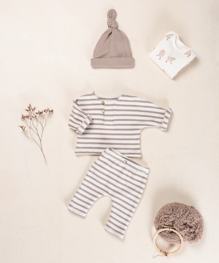 Knit leggings with elastic waistband