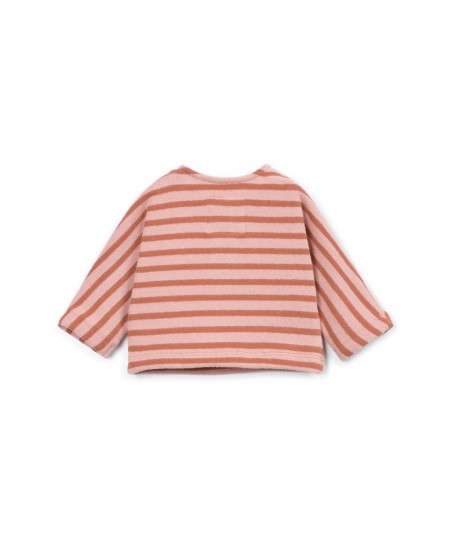 Knit sweater with a blend of natural fibers and recycled cotton