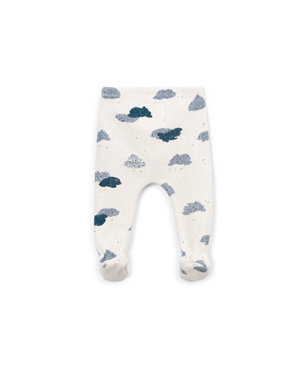 Jersey trousers with cloud print