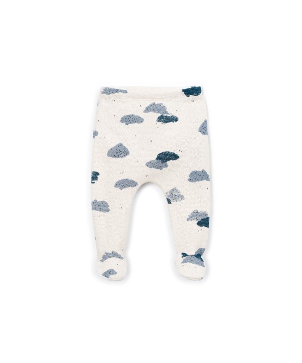 Jersey trousers with cloud print