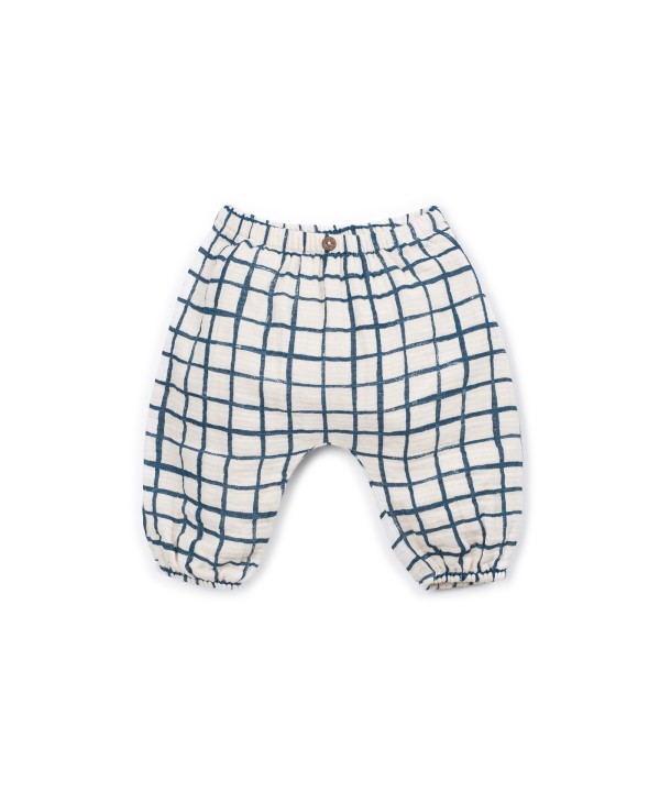 Fabric trousers with checkered pattern