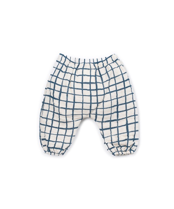 Fabric trousers with checkered pattern