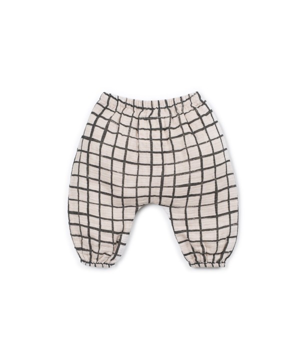 Fabric trousers with checkered pattern