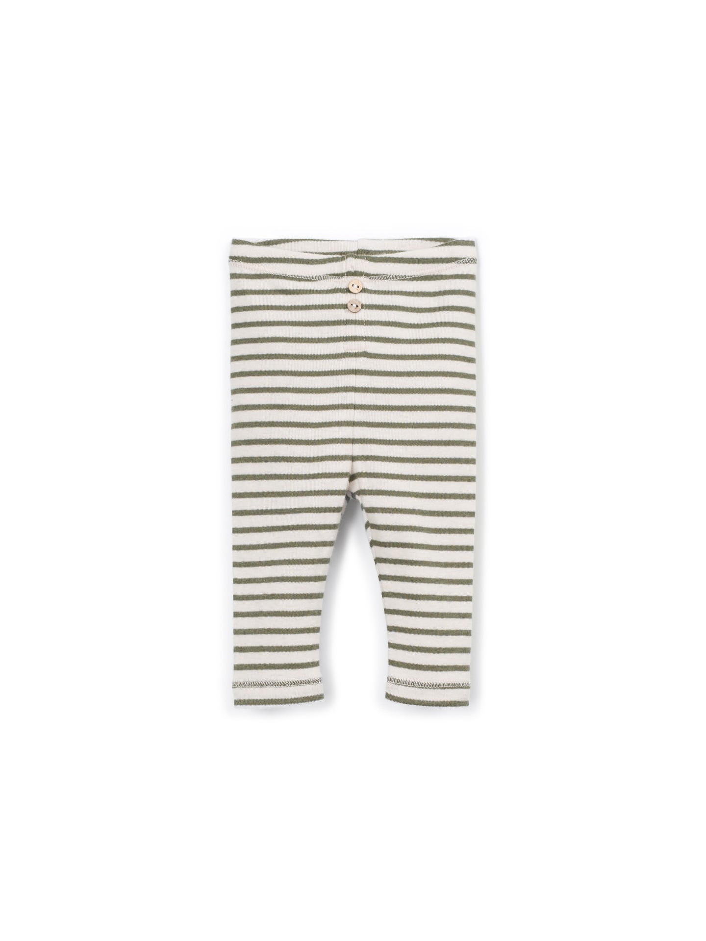 Leggings rayés avec boutons décoratifs en noix de coco