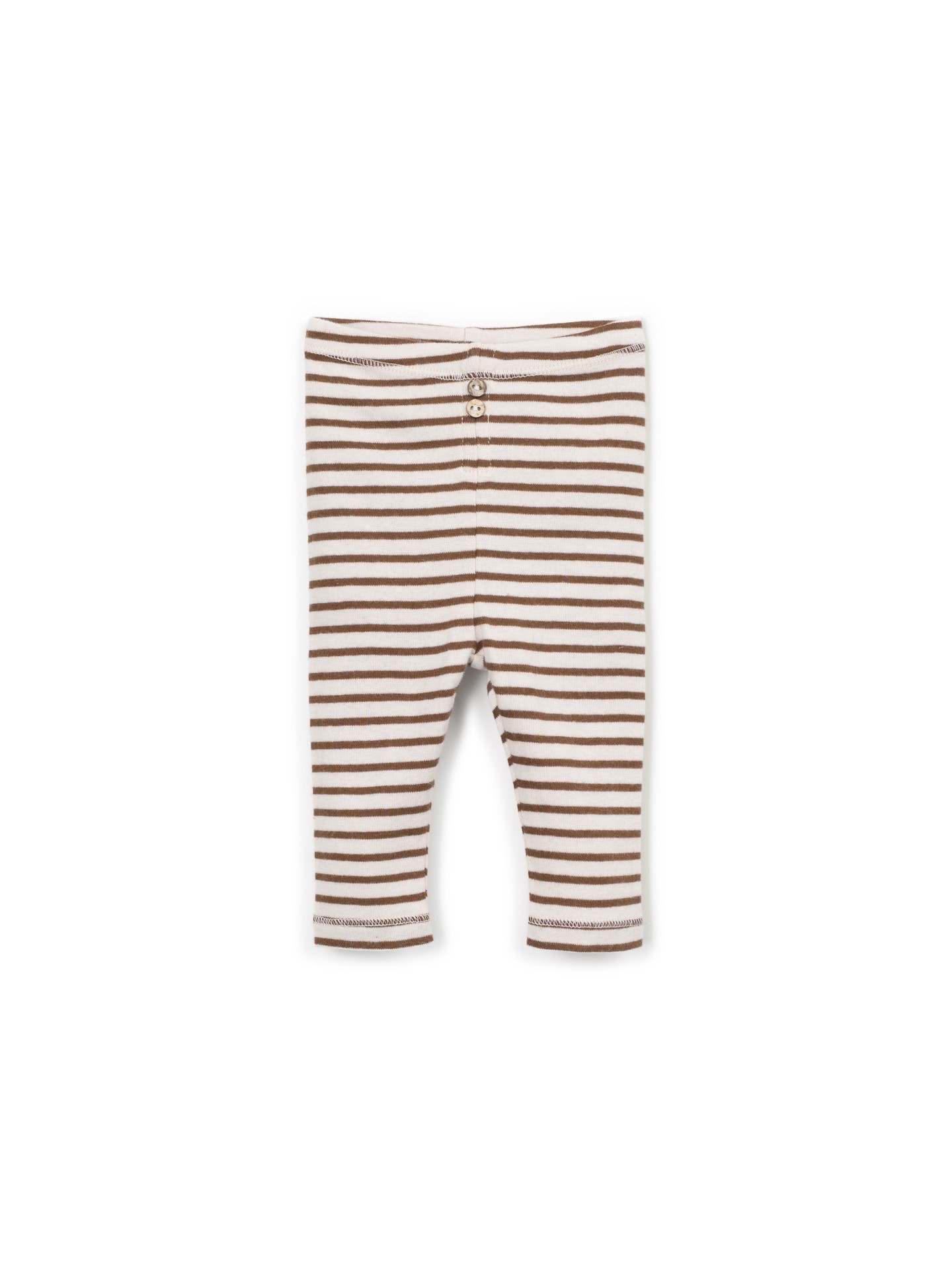 Leggings rayés avec boutons décoratifs en noix de coco