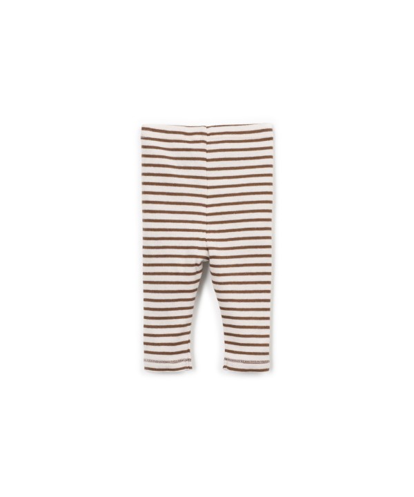 Leggings rayés avec boutons décoratifs en noix de coco