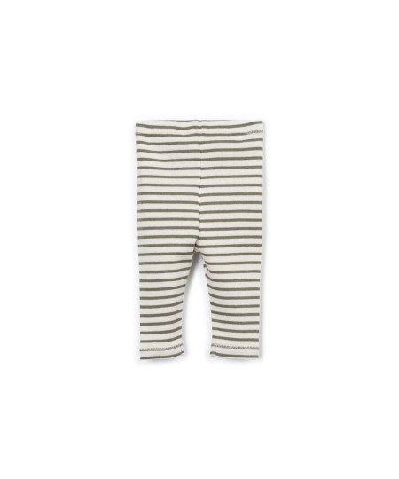 Leggings rayés avec boutons décoratifs en noix de coco