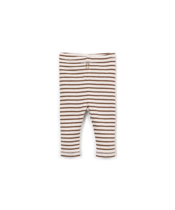 Leggings rayés avec boutons décoratifs en noix de coco