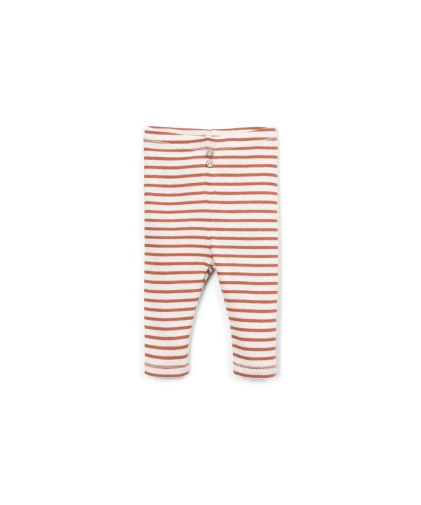 Leggings rayés avec boutons décoratifs en noix de coco