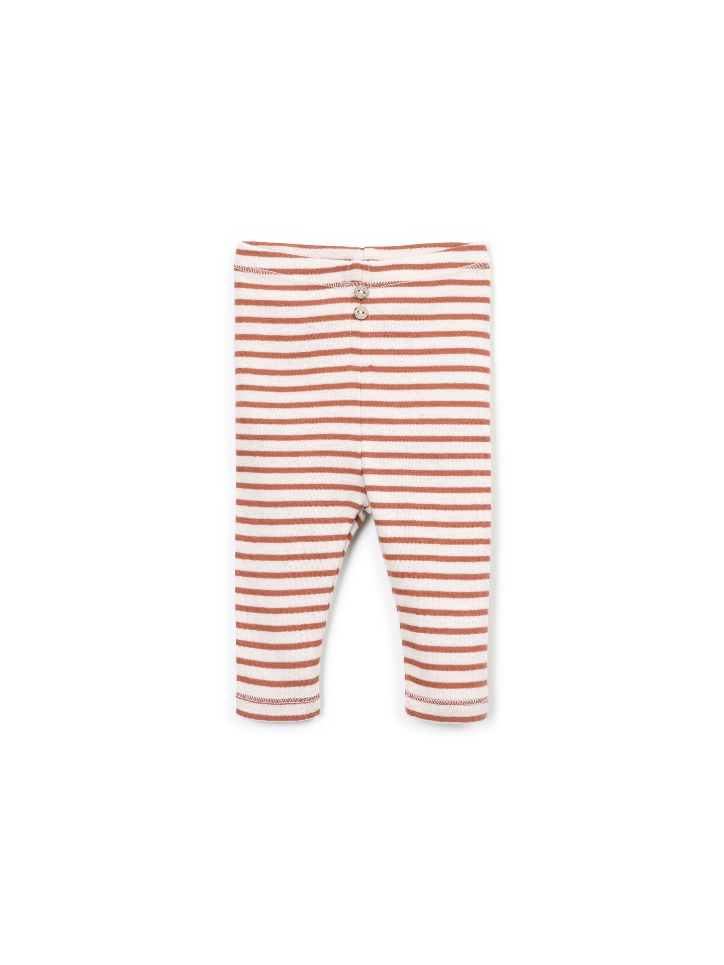 Leggings rayés avec boutons décoratifs en noix de coco
