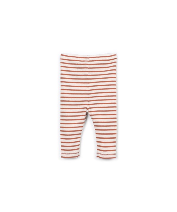 Leggings rayés avec boutons décoratifs en noix de coco