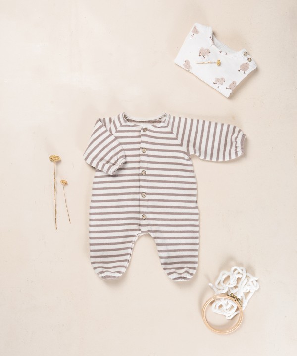 Knit jumpsuit with a mixture of natural and recycled fibers