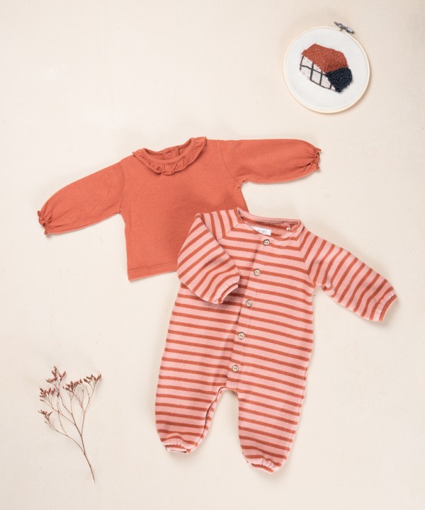 Jersey jumpsuit with a blend of natural and recycled fibers