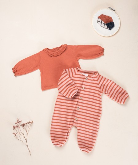 Jersey jumpsuit with a blend of natural and recycled fibers