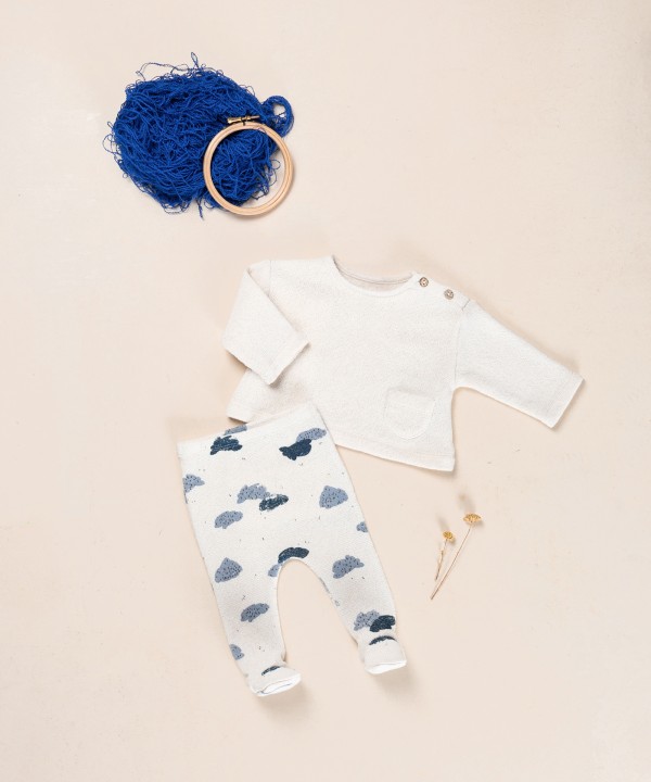 Jersey trousers with cloud print