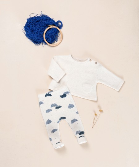 Pantalon en maille avec imprimé de nuages