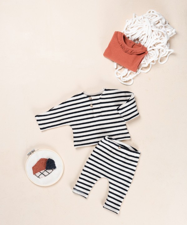Knit leggings with elastic waistband