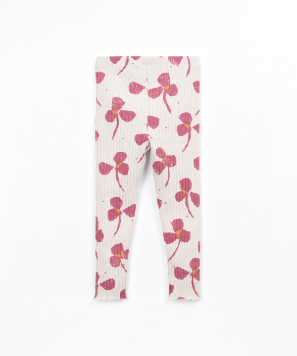 Printed ribbed knit leggings