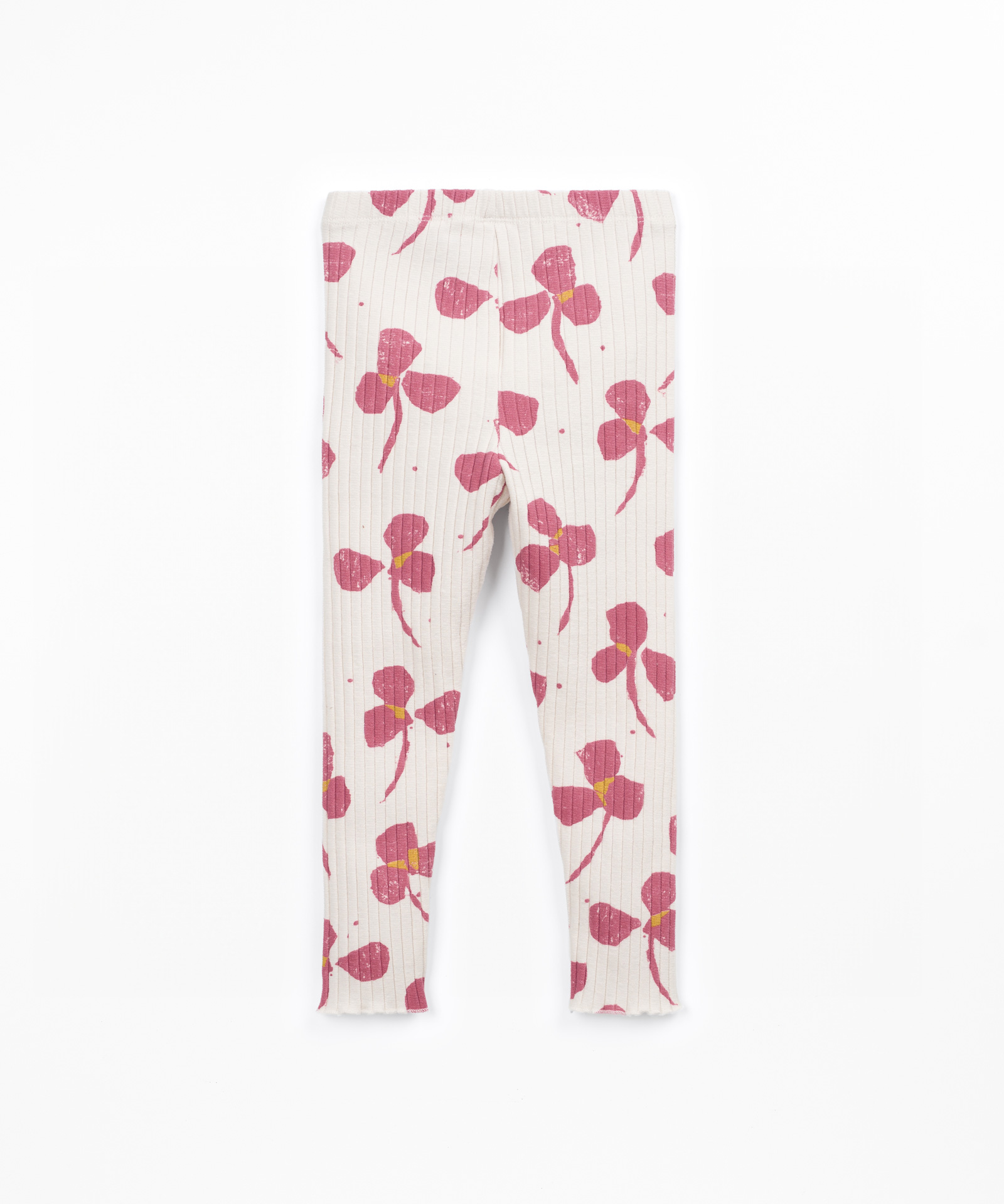 Leggings em malha canelada com estampado