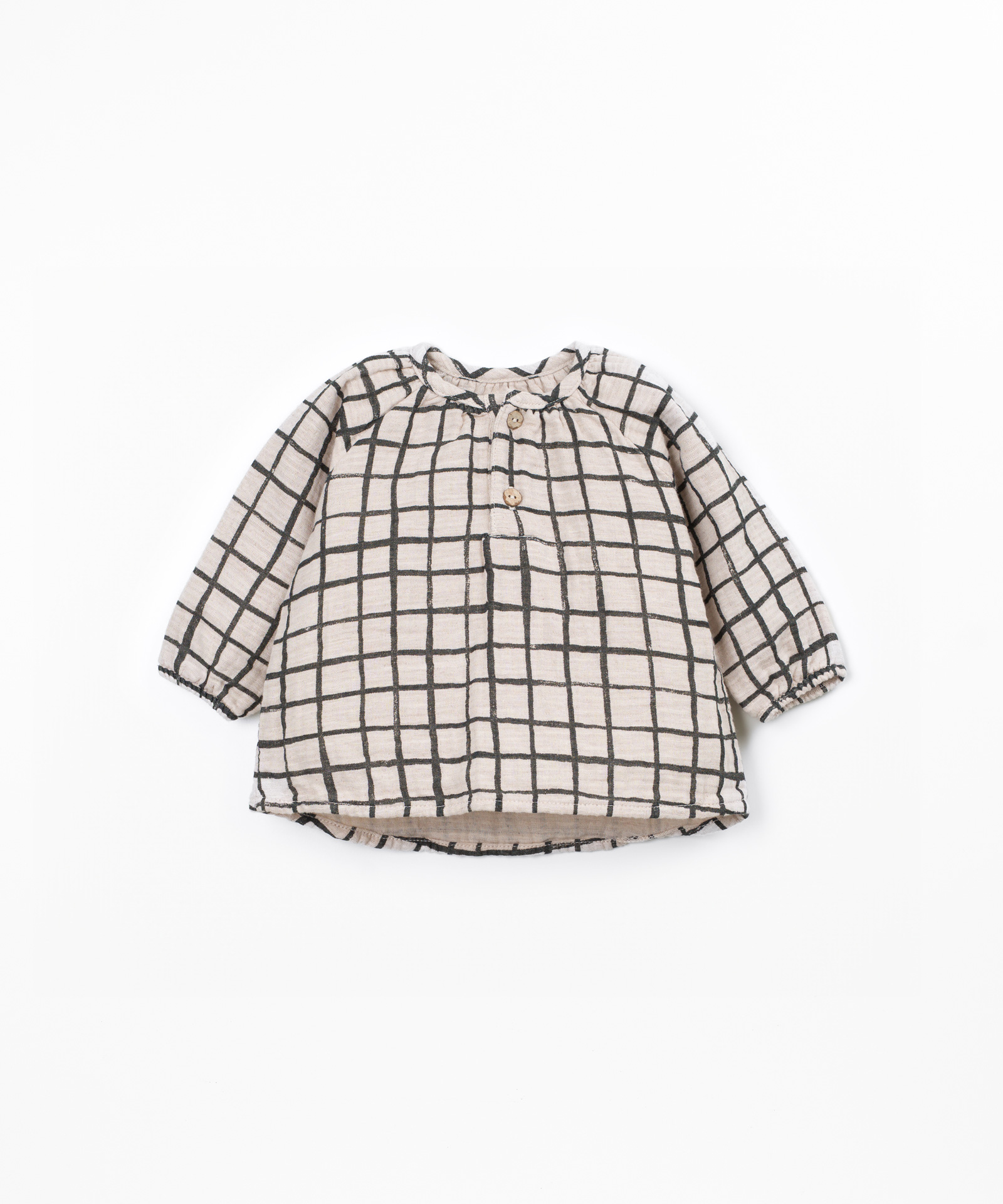 Blusa de tela con estampado a cuadros