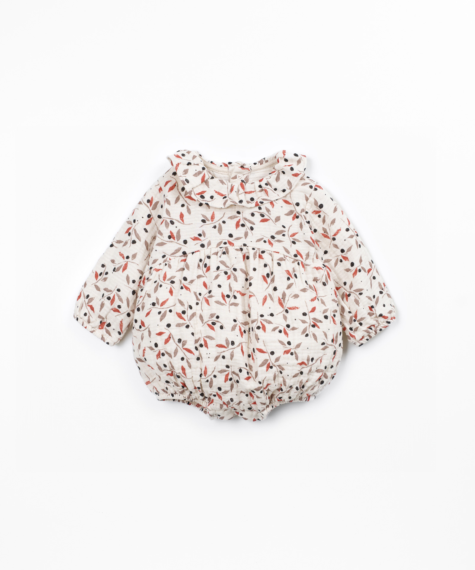 Fabric jumpsuit with collar