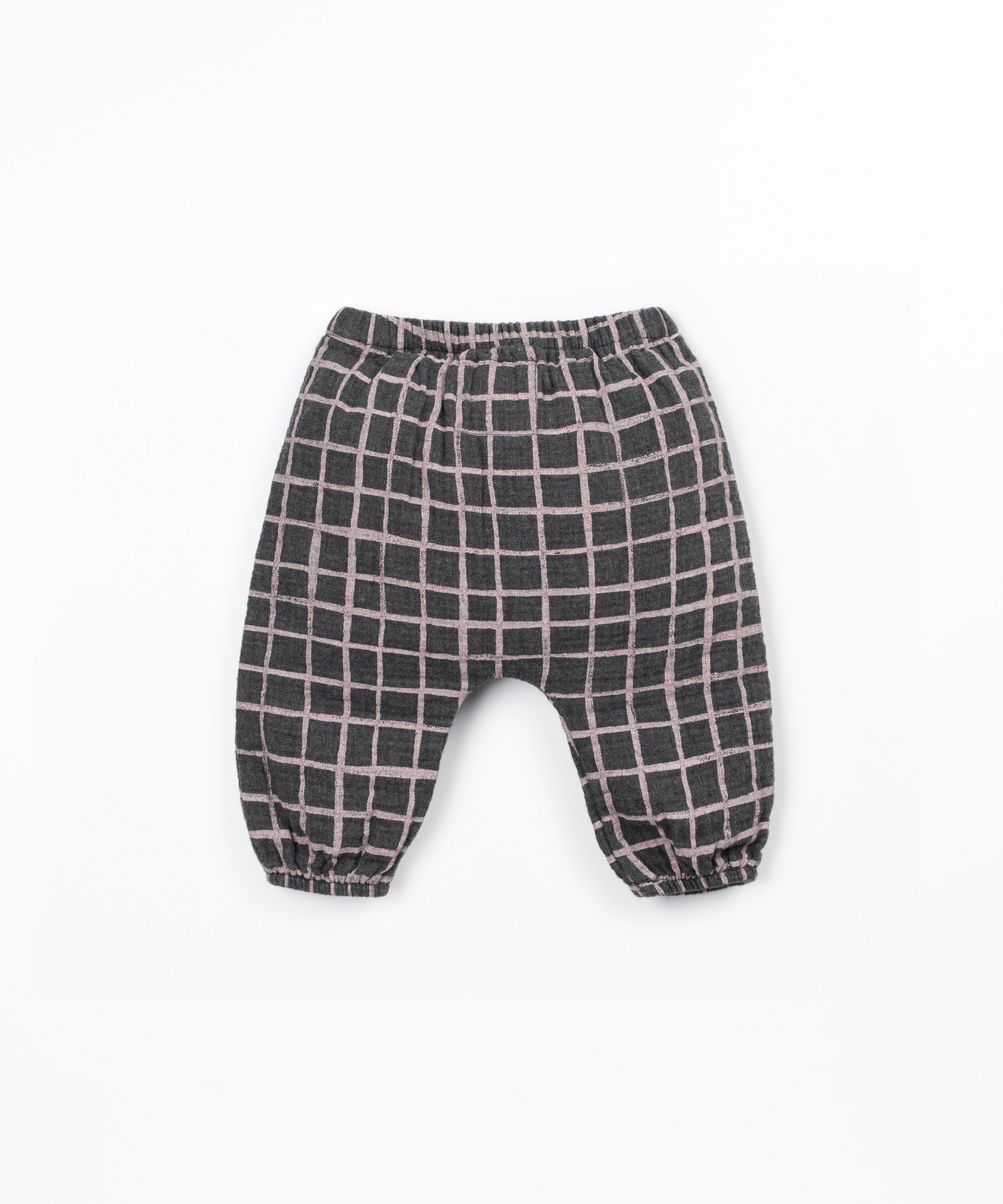 Calça de tecido com padrão xadrez