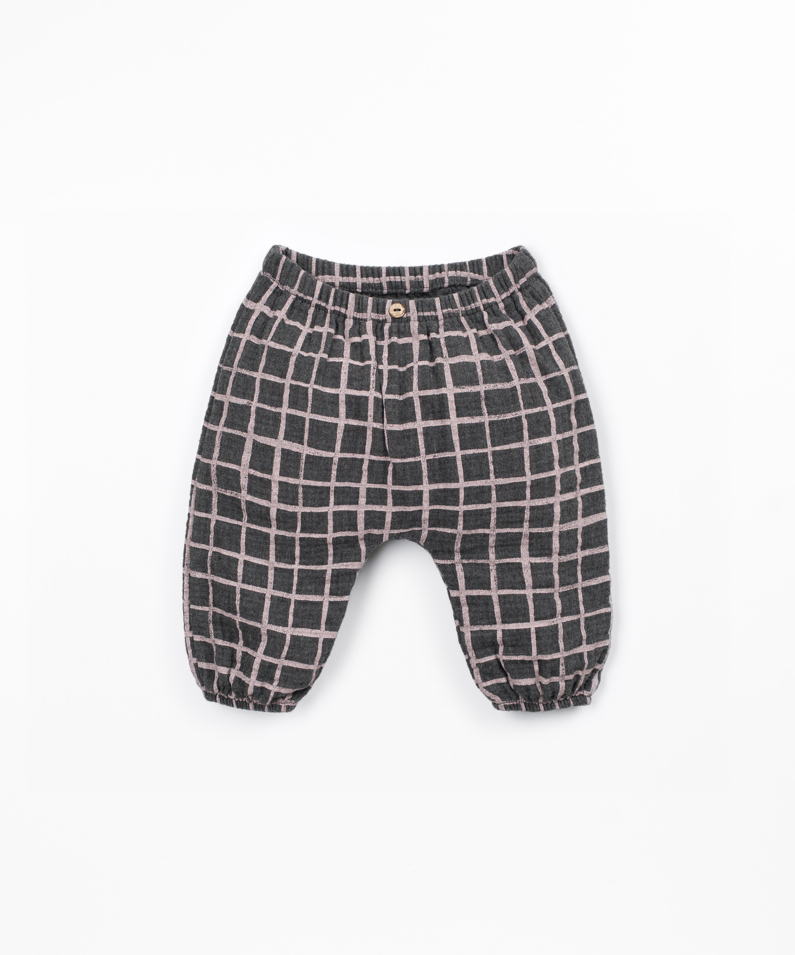 Calça de tecido com padrão xadrez