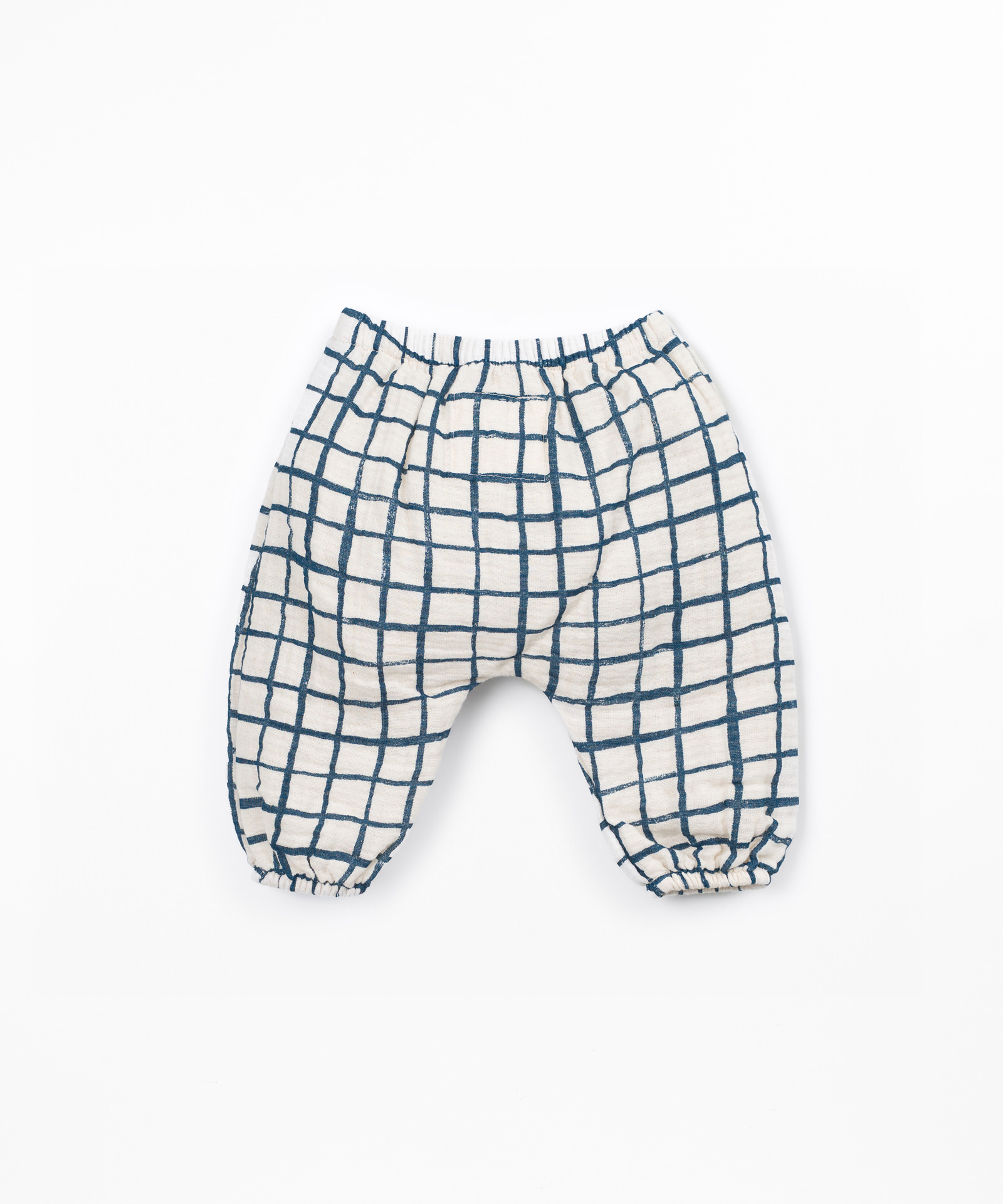 Calça de tecido com padrão xadrez