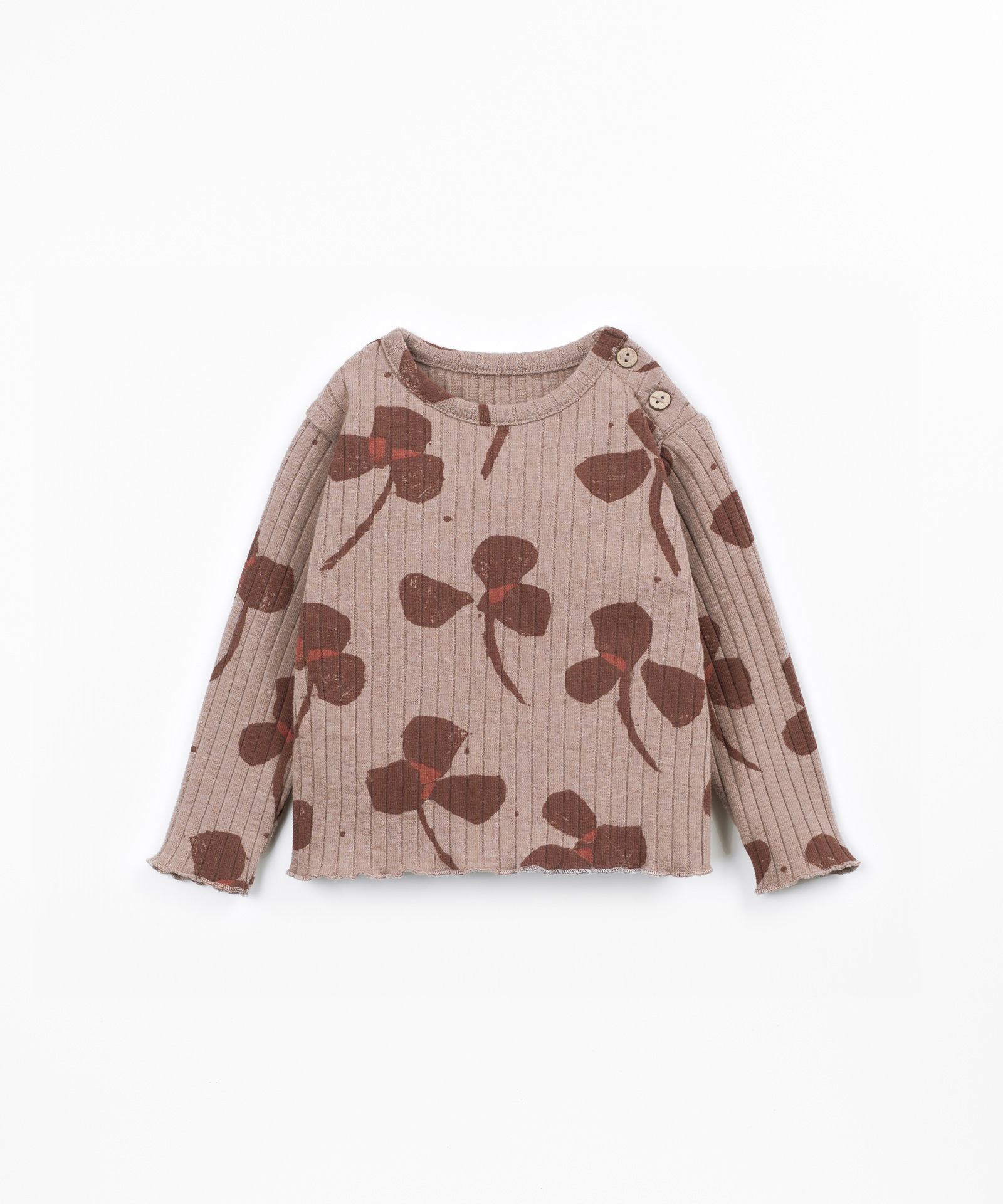 T-shirt in maglia a coste con miscela di fibre riciclate