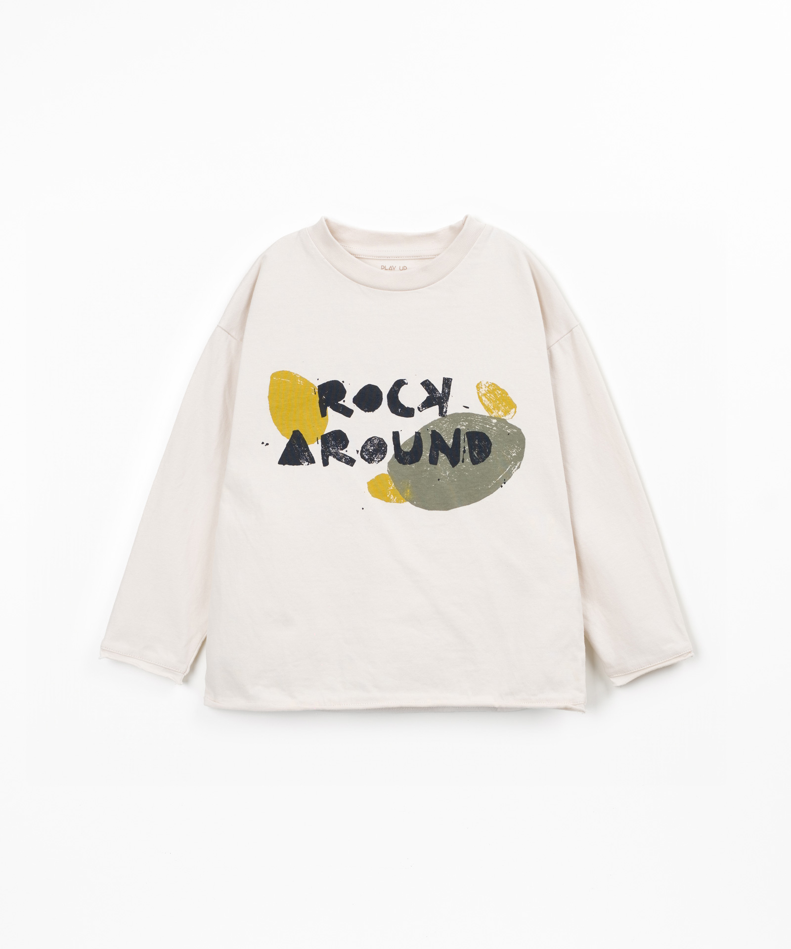 T-shirt em algodão e algodão reciclado com desenho à frente