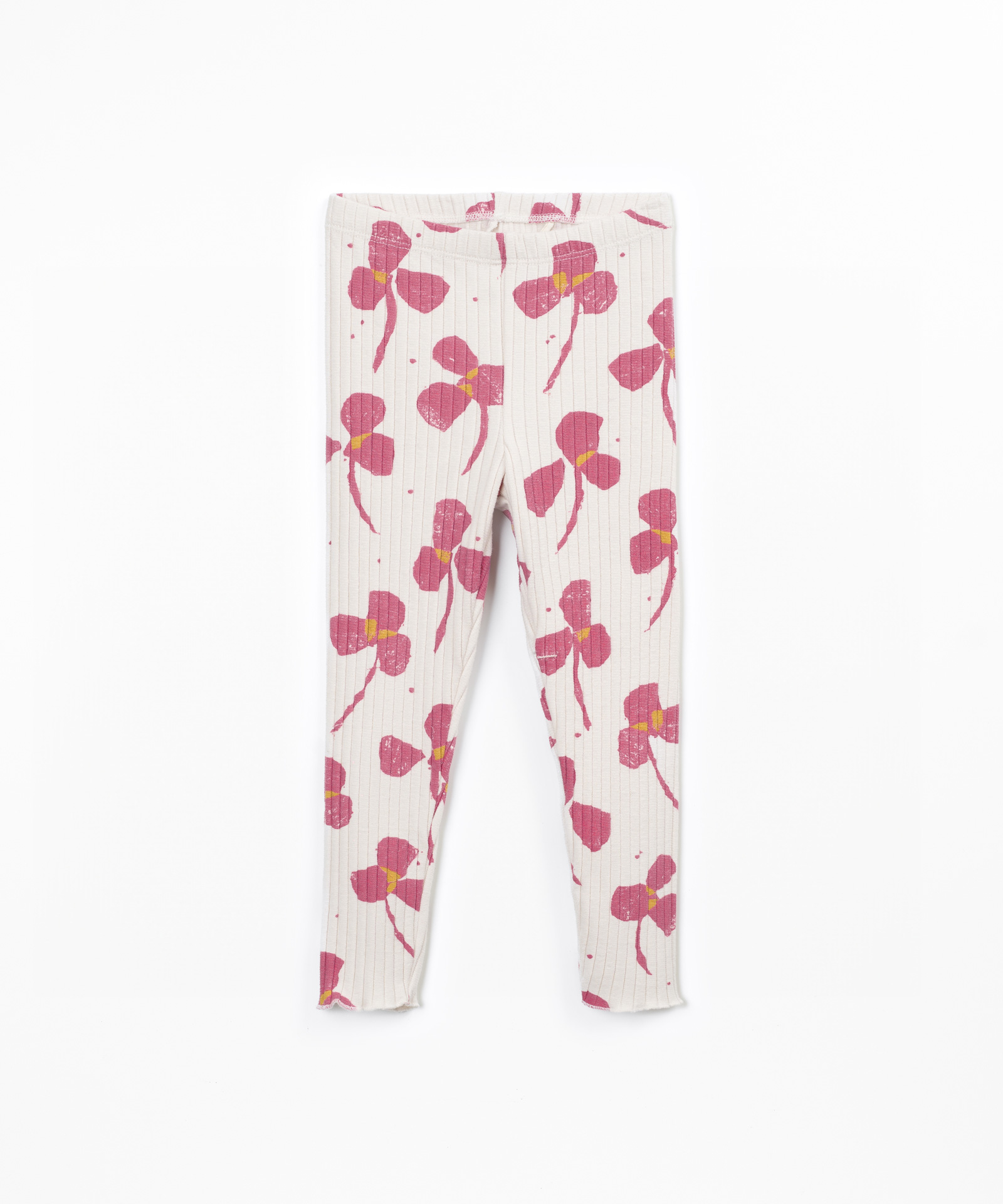 Leggings em malha canelada com estampado