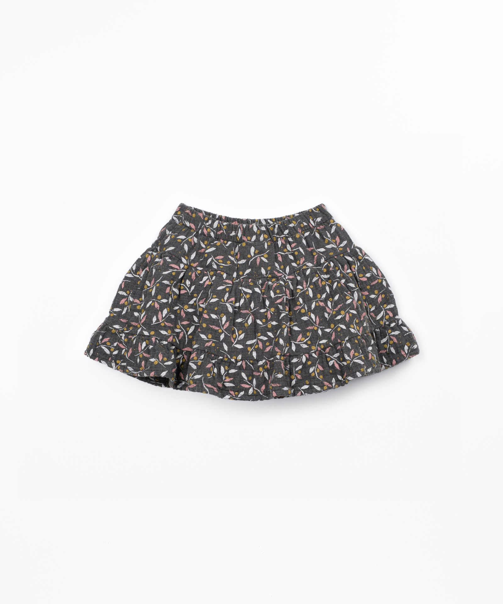 Saia-calção com estampado de folhinhas