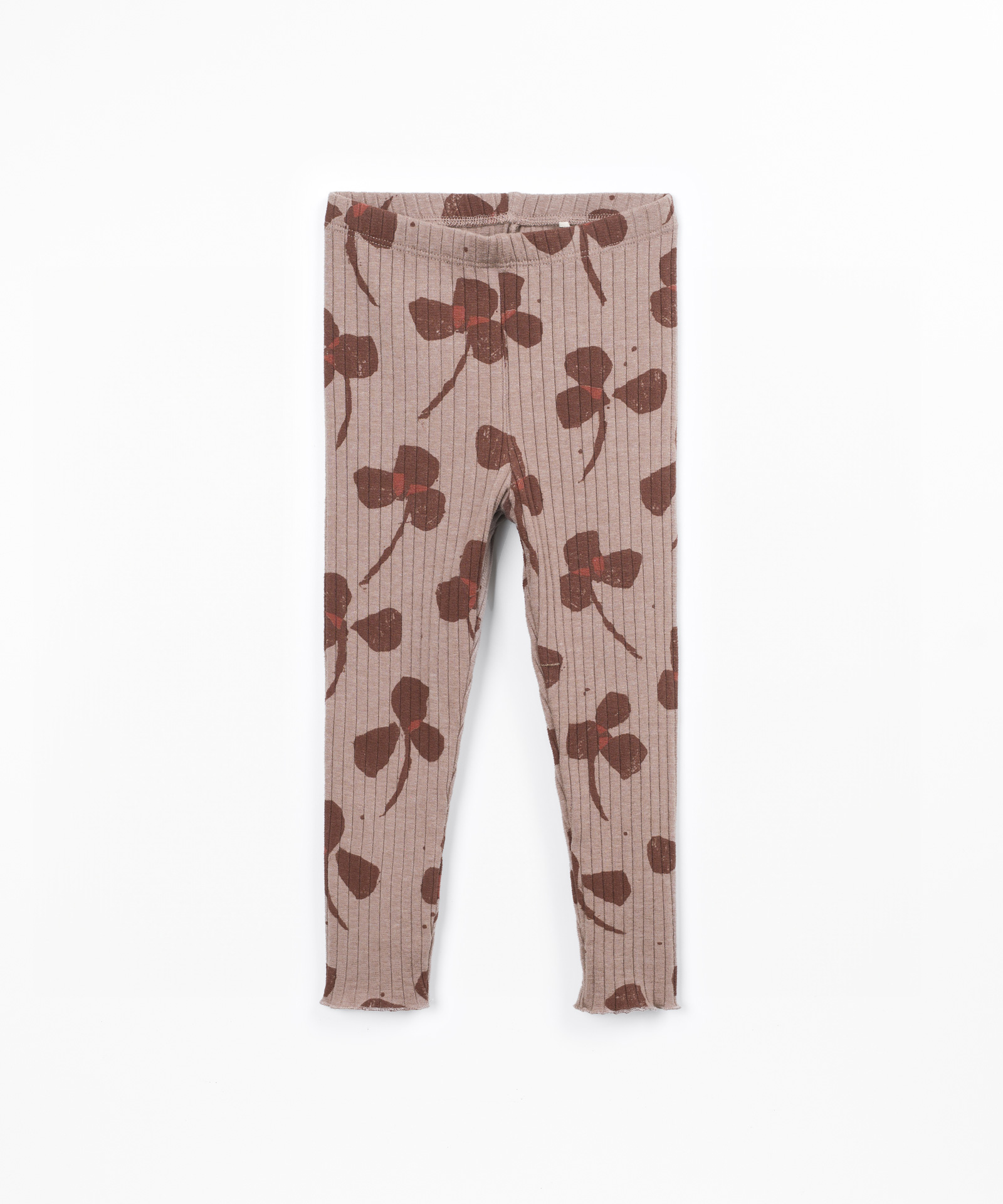 Leggings em malha canelada com estampado