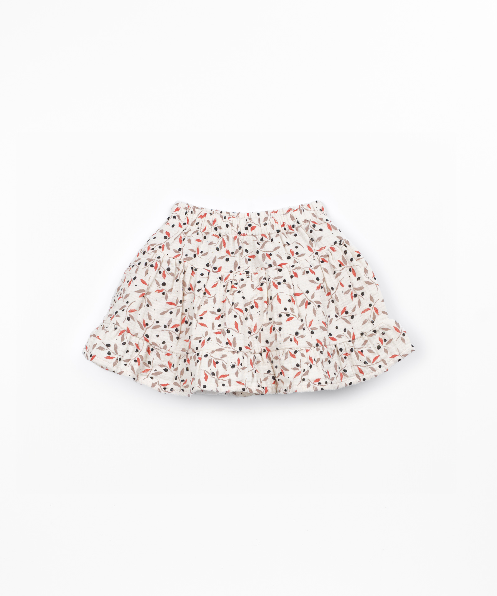 Saia-calção com estampado de folhinhas