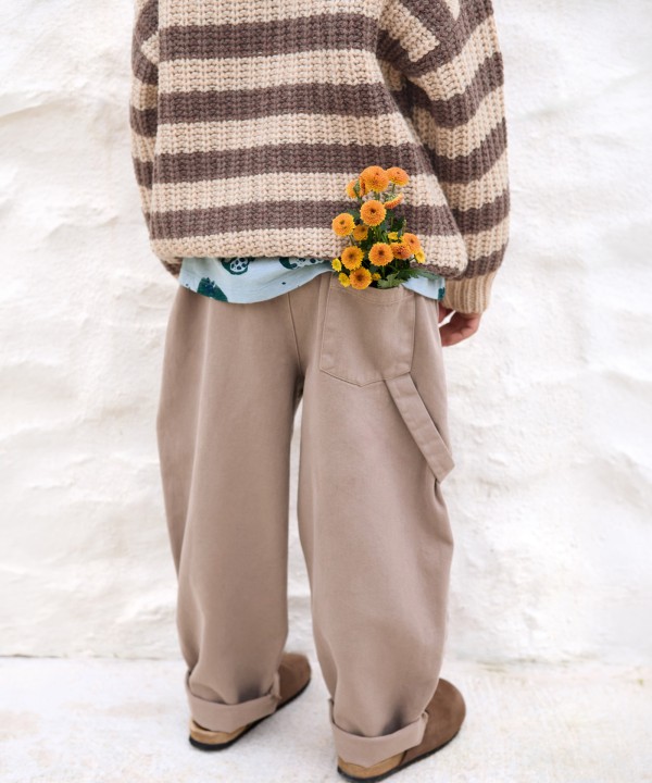 Pantalones de sarga de algodón con cintura elástica