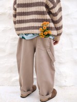 Pantalones de sarga de algodón con cintura elástica Pantalones de sarga de algodón con cintura elástica