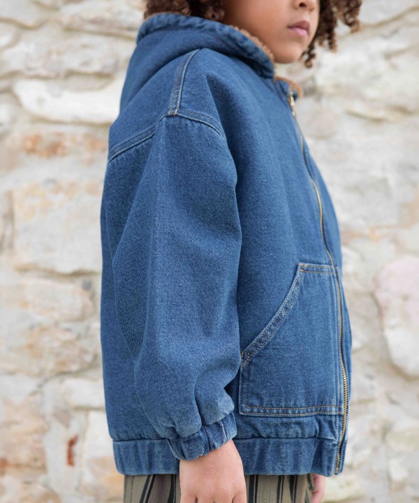 Denim jacket with fur lining