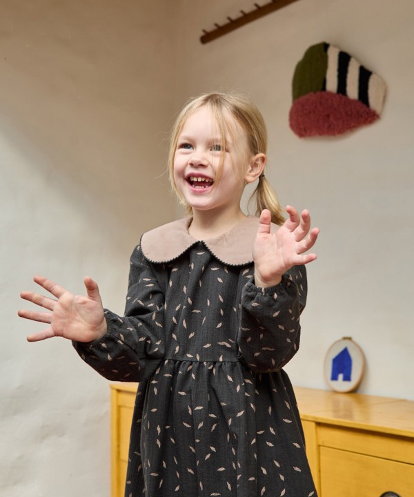 Fleece-Kleid mit Bl�ttermuster